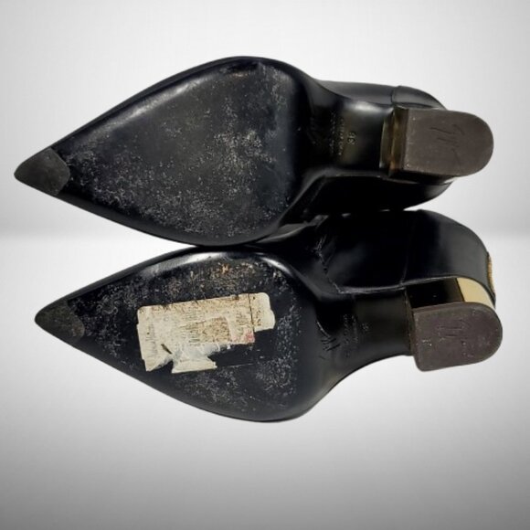 Giuseppe Zanotti Black Leather Shark Tooth Pointed Toe - Size: 38 - Picture 11 of 14